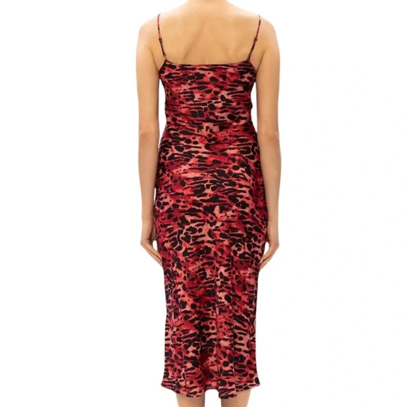 ALLSAINTS Hera Ambient Animal Print Slip Dress Red Size L NWT - Picture 5 of 16